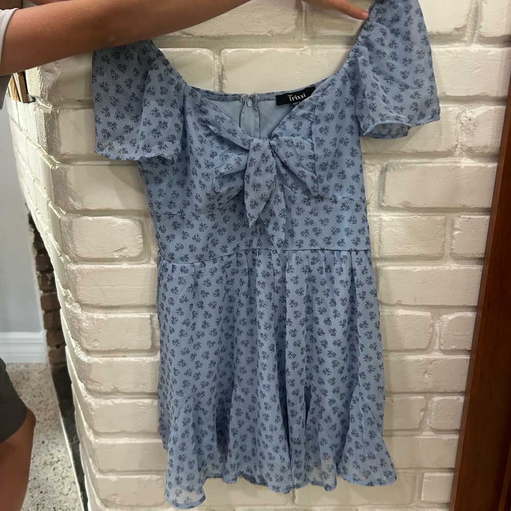 Trixxi Light Blue Dress with Floral Accents